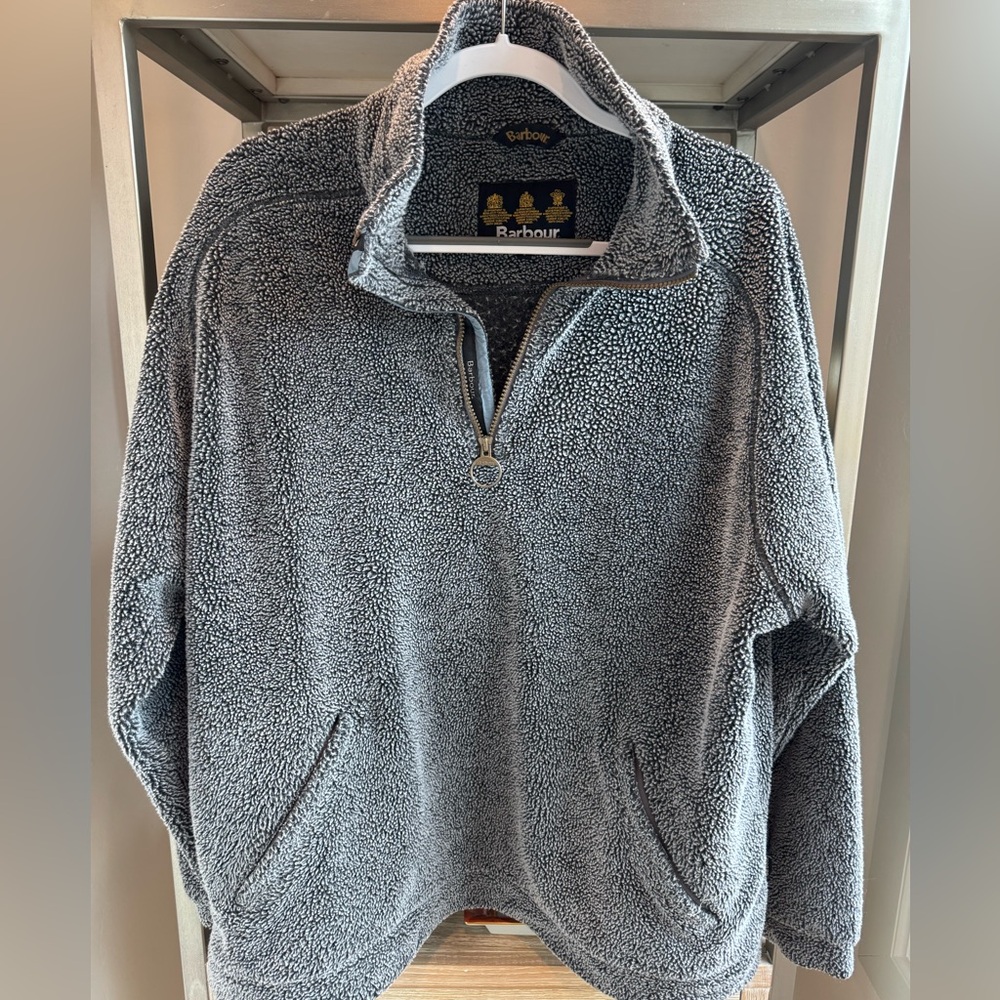 Barbour Gray Sherpa Half-Zip Pullover